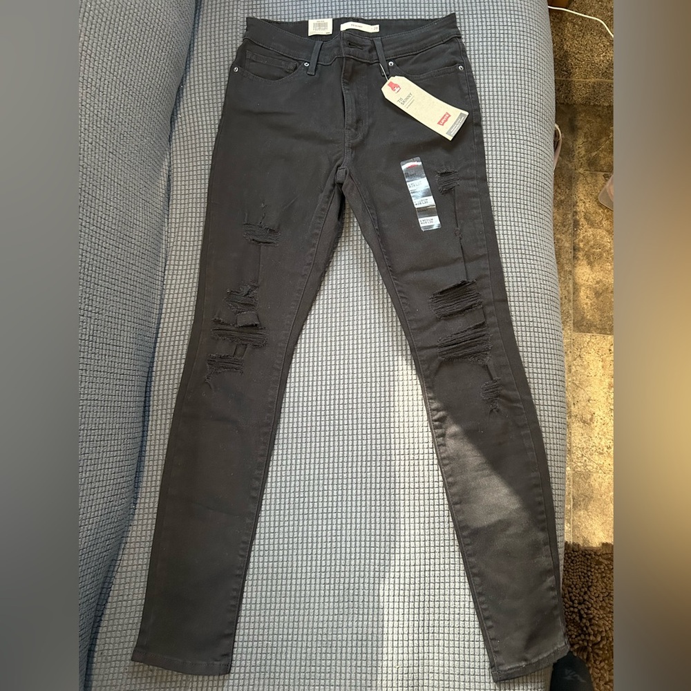 Levi's Black Skinny Jeans with Distressed Details